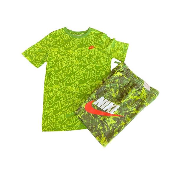 Nike Shorts 2pc Set‎ Fleece & Tee Graphic Logo  L/XL Boys *NWT - Picture 1 of 8